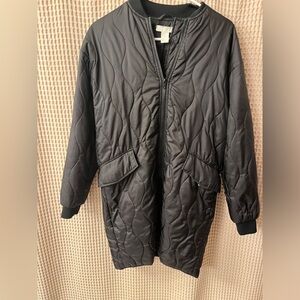 H&M Long Quilted Barn Jacket Size Small Like NEW 36” Long